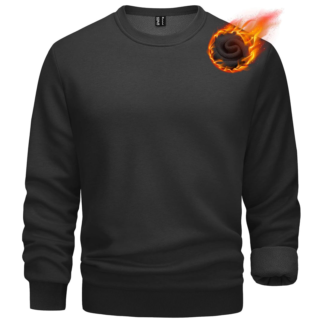 Men's Casual Cotton Blend Sweater with Fleece Lining
