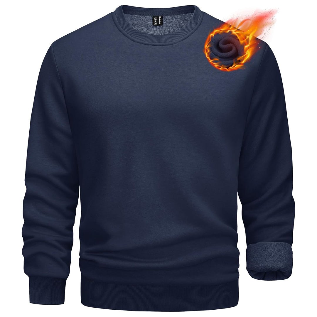 Men's Fleece Lined Casual Sweater – Navy