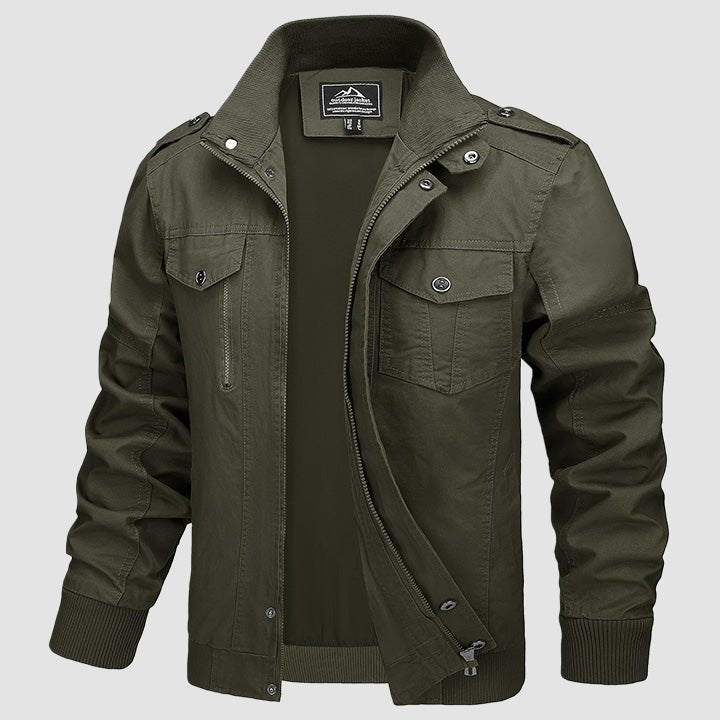 Men's Pocketed Cargo Lightweight Jacket – Army Green