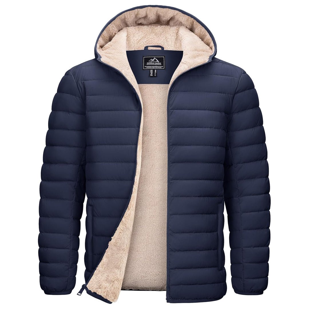 Men's Padded Hooded Warm Quilted Jacket – Navy