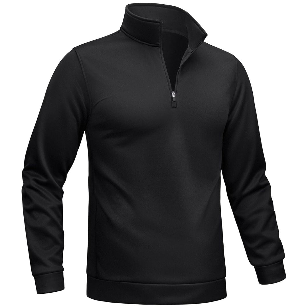 Men's Fleece Lined Lightweight Quarter-Zip Sweater – Black