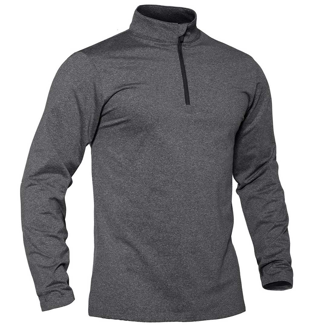 Men's Fleece Thermal Lined Quarter-Zip Sweater – Dark Gray