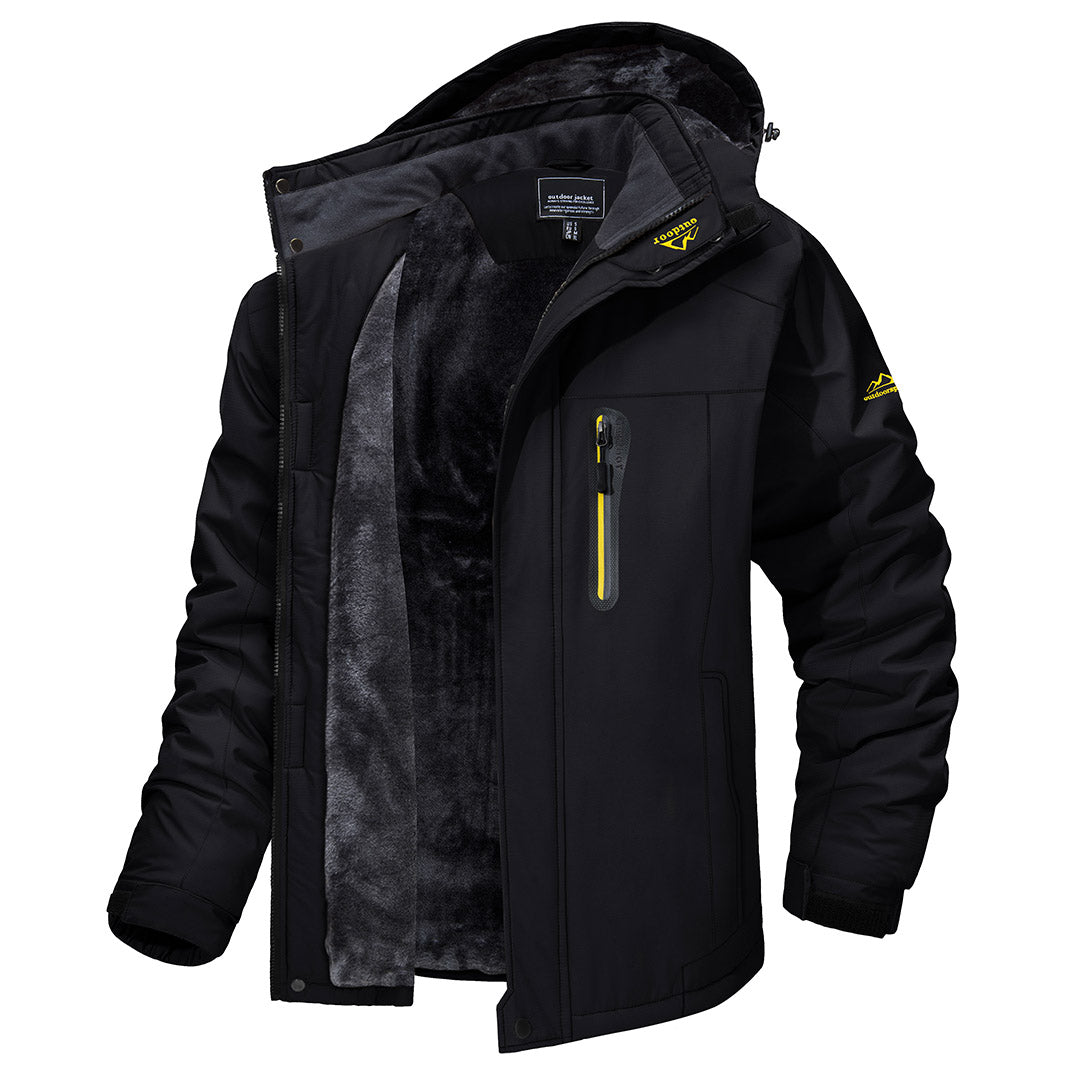 Men's Fleece Lined Warm Fleece Jacket – Black