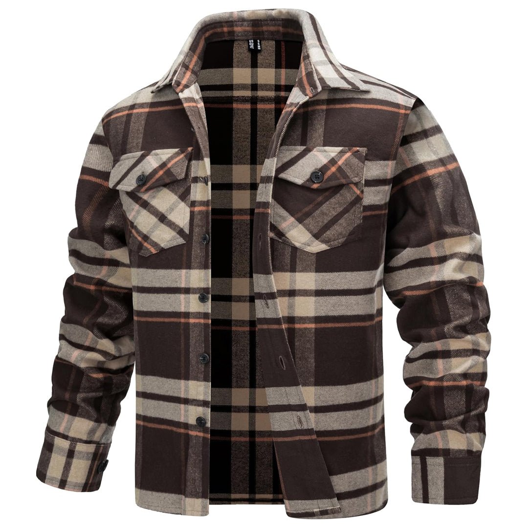 Men's Fleece Casual Warm Flannel Shirt – Yellow Brown
