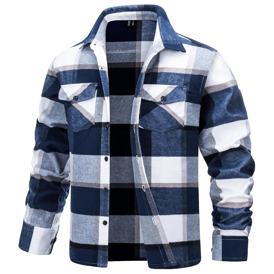 Men's Fleece Casual Warm Flannel Shirt – Blue