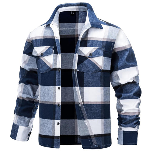 Men's Fleece Casual Warm Flannel Shirt – Blue