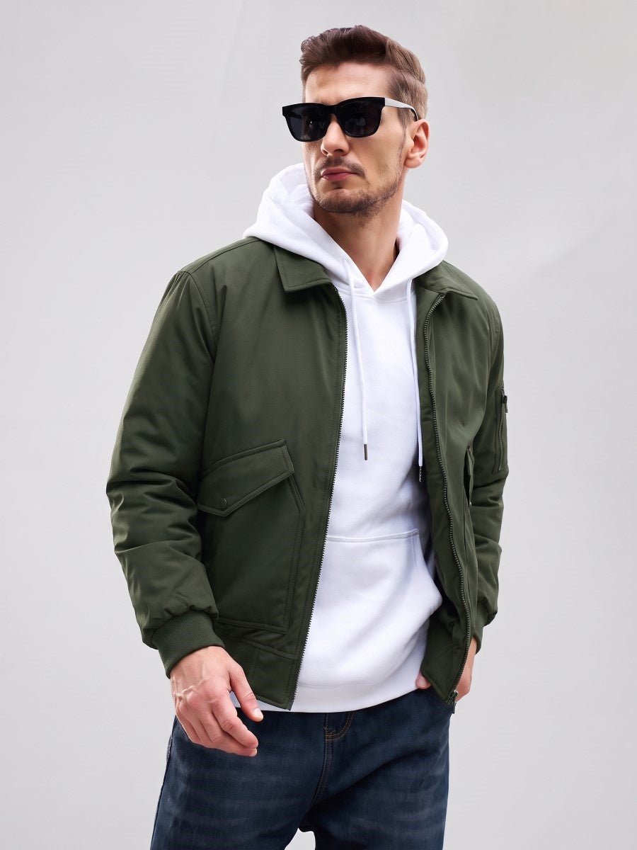 Men's Warm Bomber Jacket – Army Green