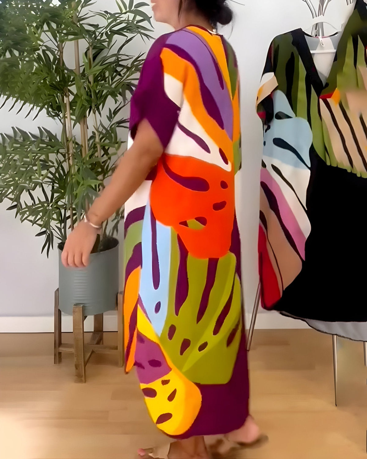 Zoe | Women's Summer Dress | Abstract Midi V-Neck Midi