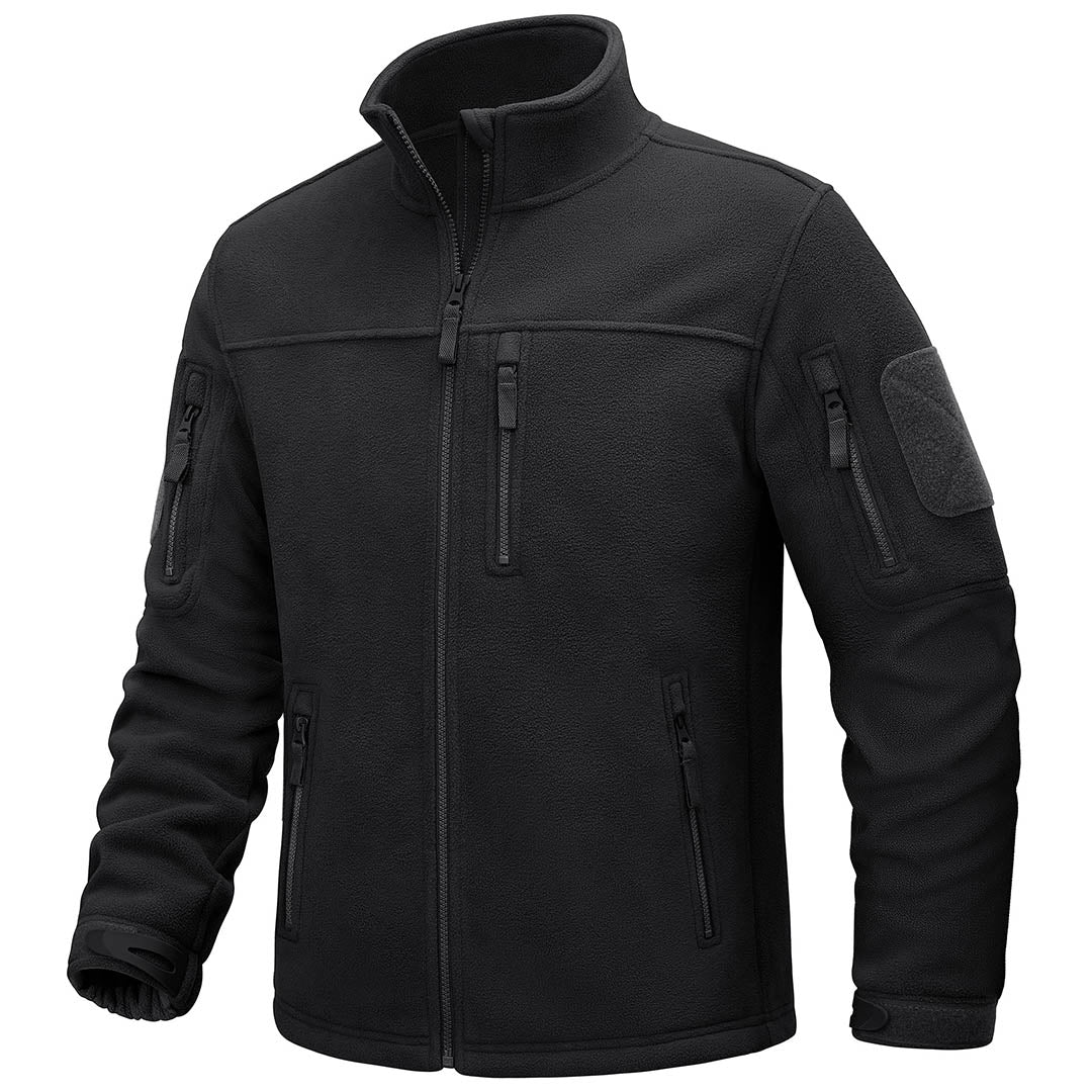 Men's Full-Zip Pocketed Cargo Jacket – Black