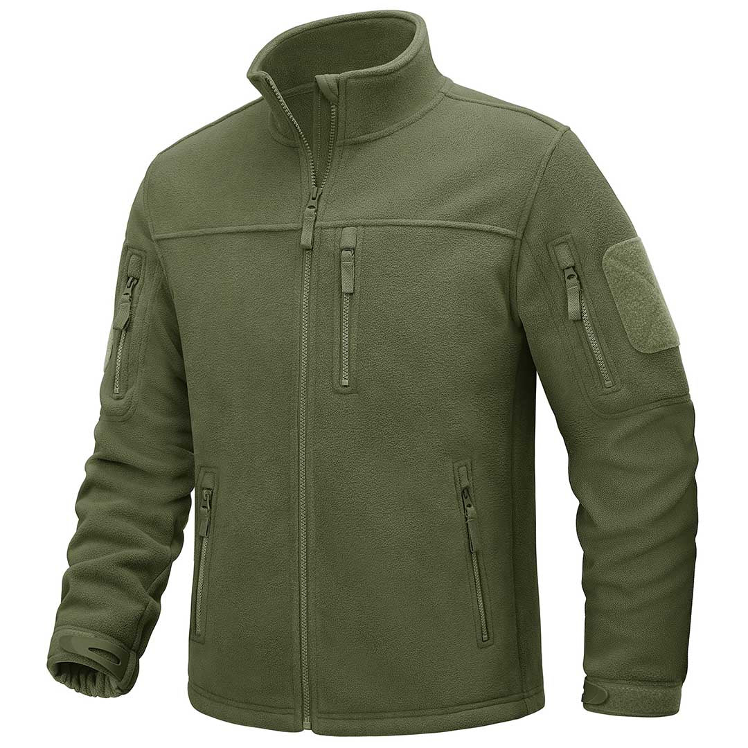 Men's Full-Zip Pocketed Cargo Jacket – Army Green