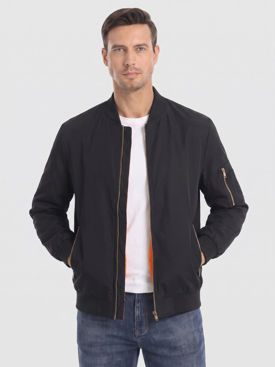 Men's Padded Lined Vintage Bomber Jacket – Black
