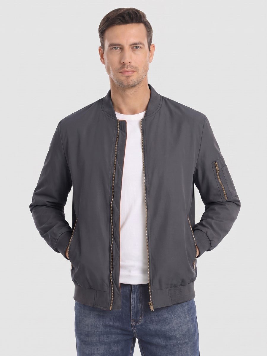 Men's Padded Lined Vintage Bomber Jacket – Dark Gray