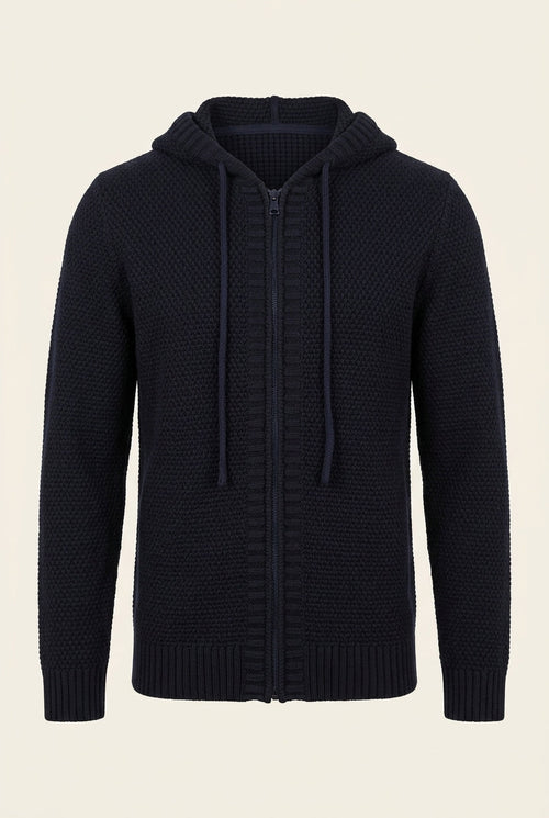 Men's Waffle Knit Button-Up Cardigan – Navy